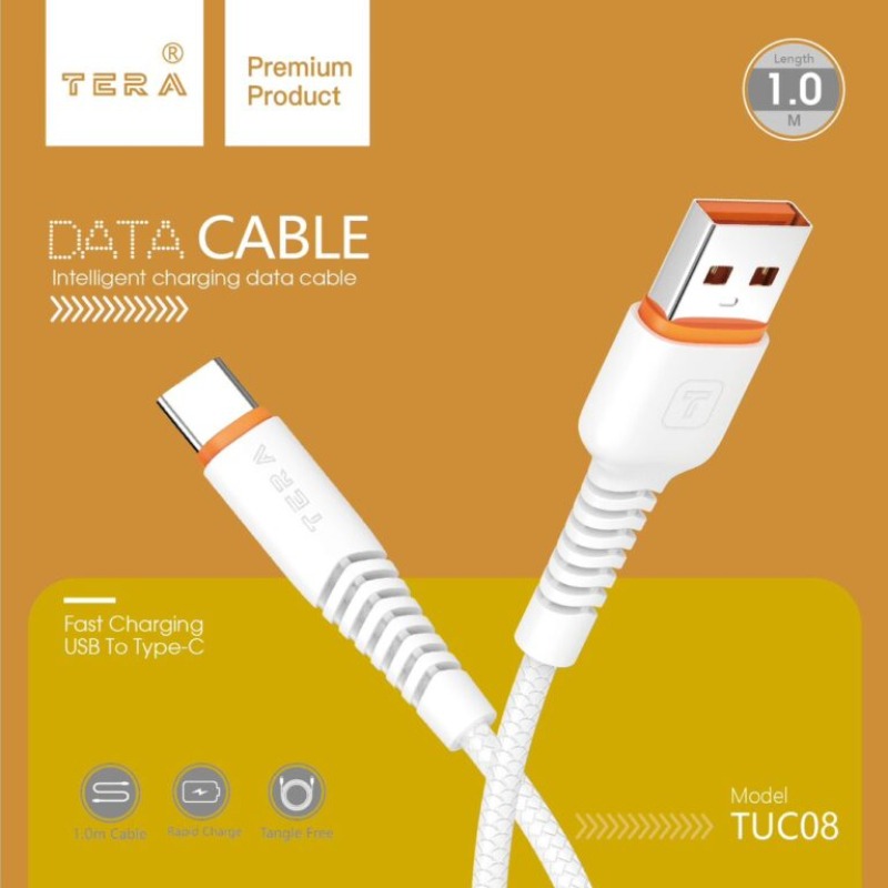 Câble De Charge imprimé en PVC TERA UC08 type A vers type C - Blanc - Image 2