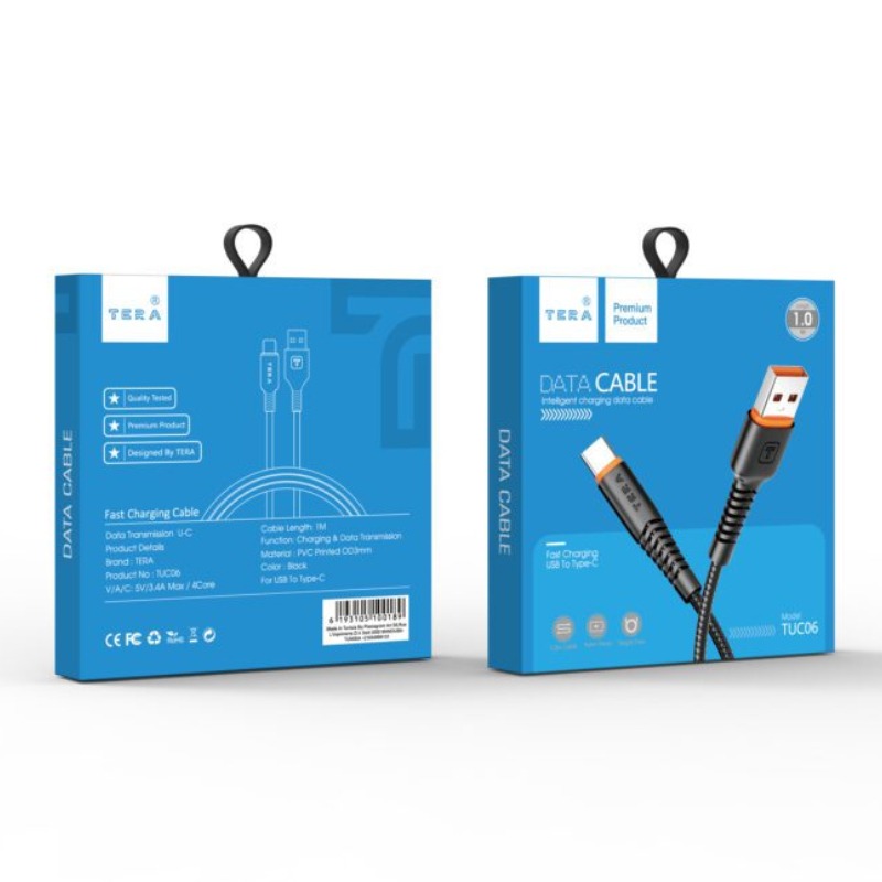 Câble De Charge imprimé en PVC TERA TUC06 type A vers type C - Noir - Image 3
