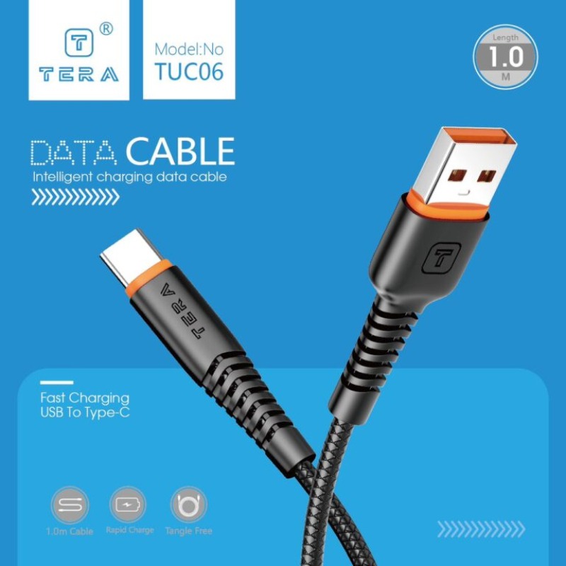 Câble De Charge imprimé en PVC TERA TUC06 type A vers type C - Noir - Image 2