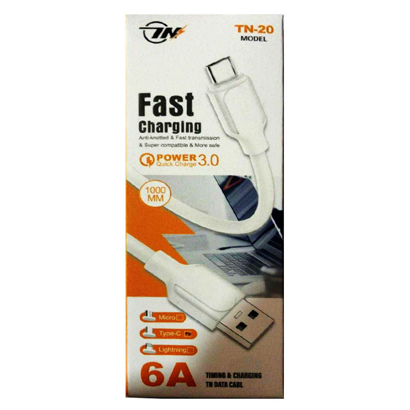 Câble De Charge TN20 USB-A Vers Type-C - Blanc - Image 2