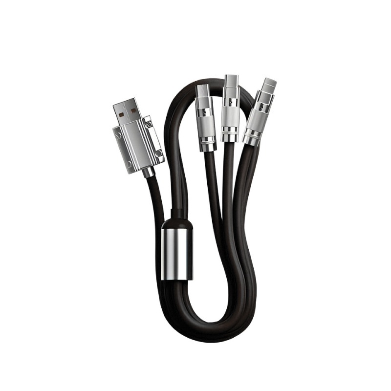 Câble De Chargement En Métal 3 En 1 6A/120 W -Noir - Image 2