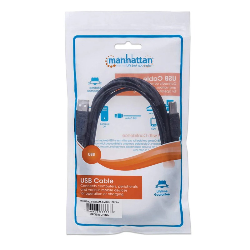 Câble MANHATTAN USB 2.0 Type B 3 Métres - Noir - Image 3