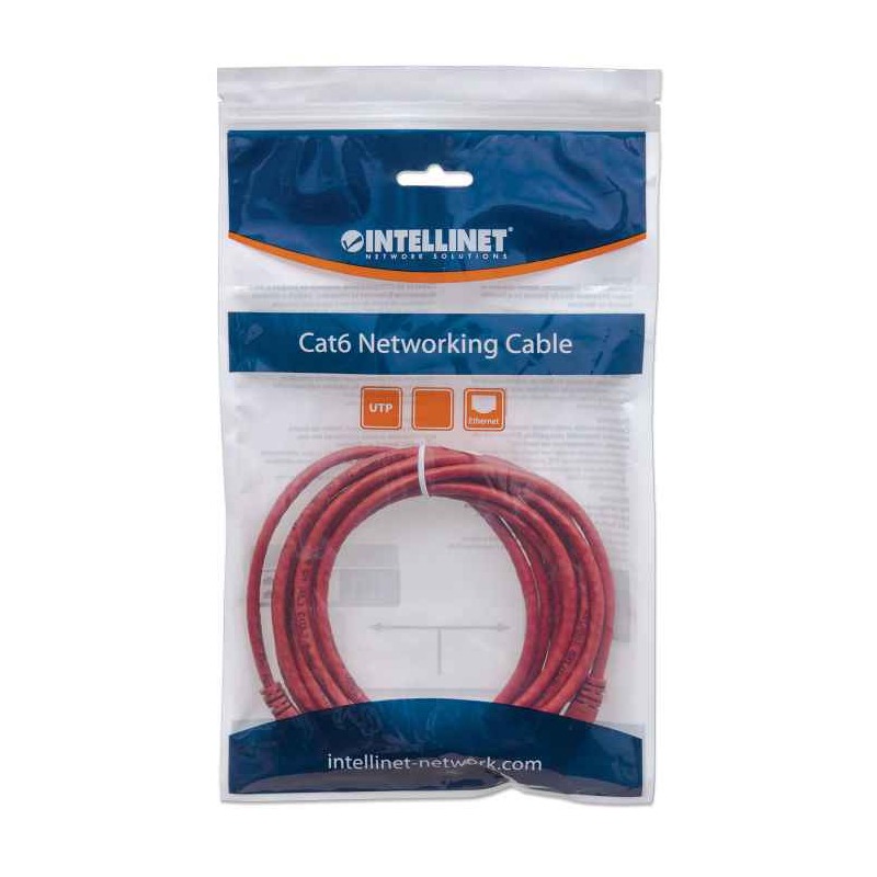 Câble Réseau INTELLINET UTP Cat 6 RJ45 1M - Rouge - Image 2