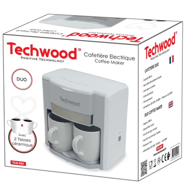 Cafetière Électrique TECHWOOD Duo TCA-202 500W - Blanc - Image 2