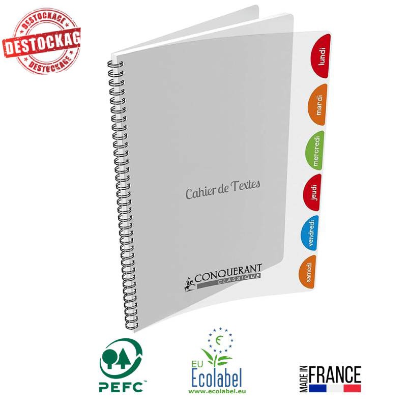Cahier De texte CONQUERANT 124 Pages 90Gr Seyès 17X22 cm