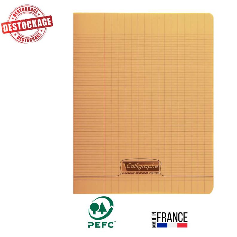 Cahier Piqûre CALLIGRAPHE 192 Pages 90 Gr Seyès 17x22 cm - Orange