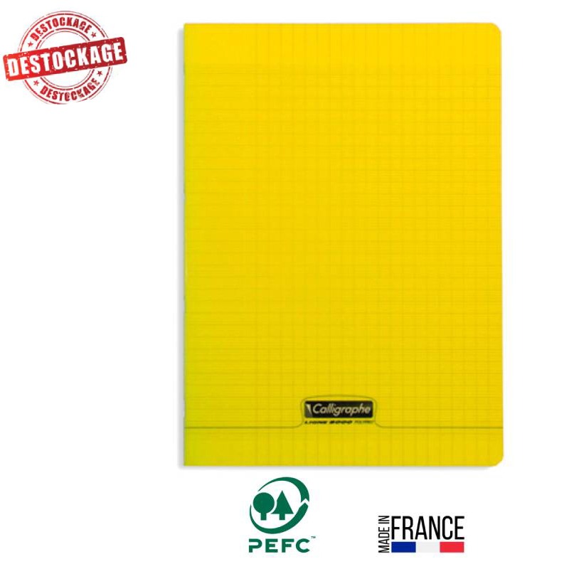 Cahier CALLIGRAPHE A4 Piqué 96 Pages Grands Carreaux Seyès - Jaune
