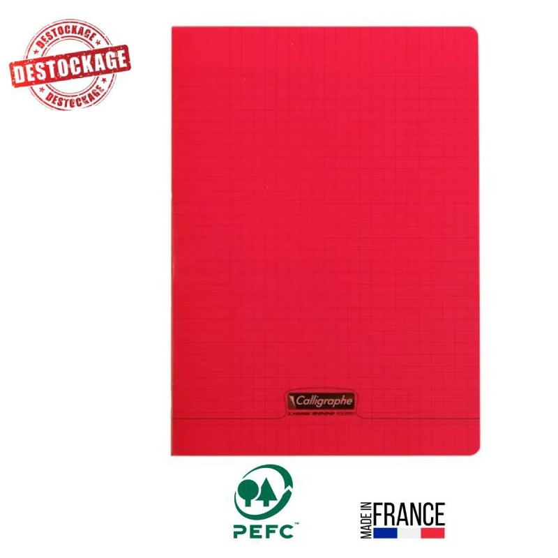 Cahier CALLIGRAPHE A4 Piqué 96 Pages Grands Carreaux Seyès - Rouge