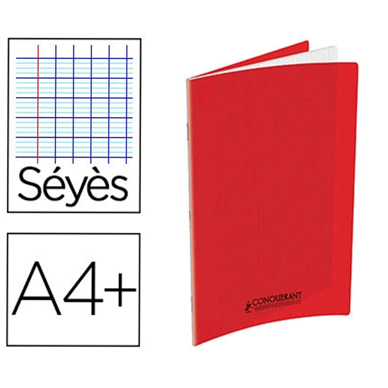 Cahier Piqûre CONQUERANT 140 Pages 90 Gr Seyès 24x32 cm - Rouge - Image 2