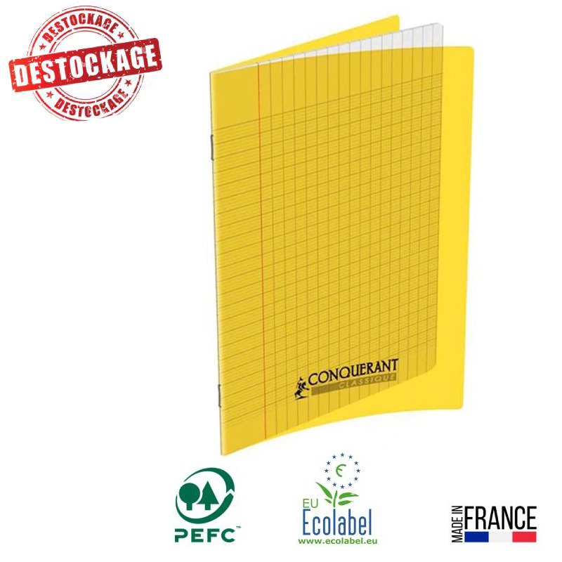 Cahier Piqûre CONQUERANT 96 Pages 90 Gr Seyès 17x22 cm - Jaune