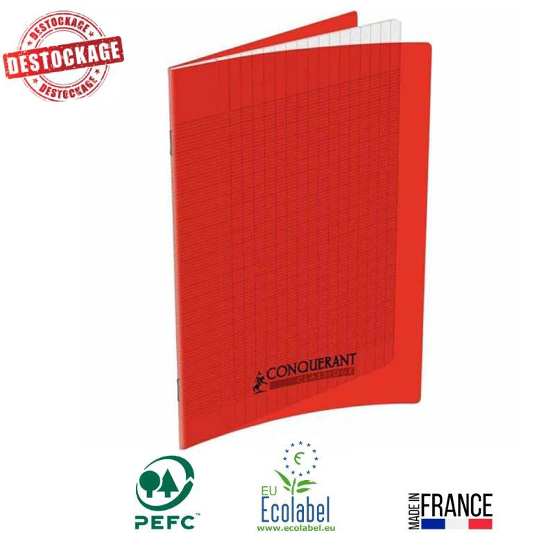 Cahier Piqûre CONQUERANT 96 Pages 90Gr Seyès 21x29,7 cm - Rouge