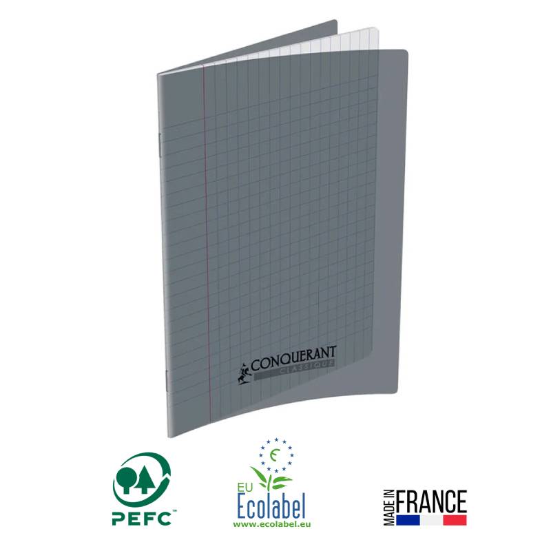 Cahier Piqûre CONQUERANT 96 Pages Seyès 90gr 17x22 cm - Gris