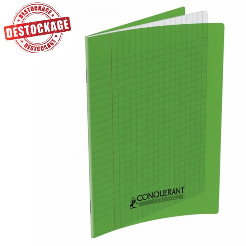 Cahier Piqûre CONQUERANT 96 Pages Seyès 90gr 17x22 cm - Vert