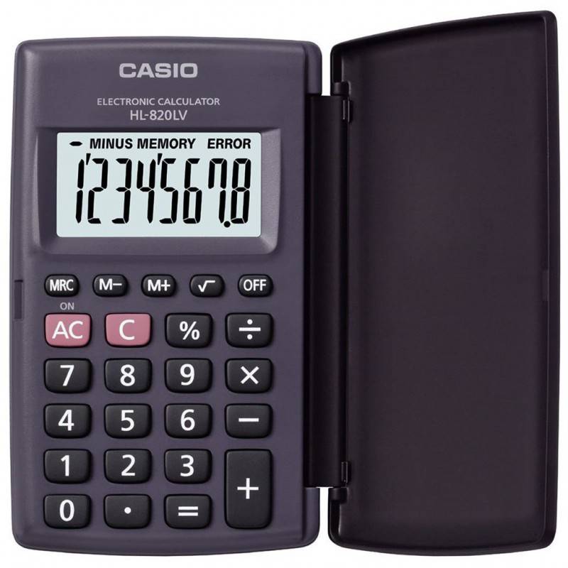Calculatrice de poche CASIO HL-820LV-BK 8 Chiffres - Noir