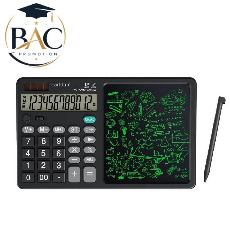 Calculatrice Earldom ET-T10 avec tablette d’écriture - Noir