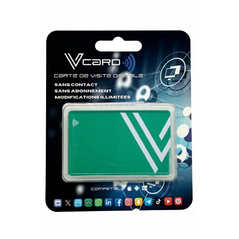 Carte De Visite VCARD Digitale Designe V Sans Contact - Vert - Image 4
