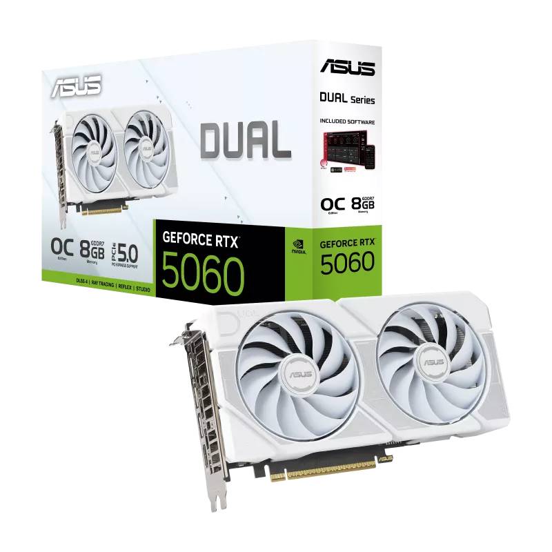 Carte Graphique Asus Dual GeForce RTX 5060 OC 8Go GDDR7 Blanc, Photo boutique MyTek chez MyTek