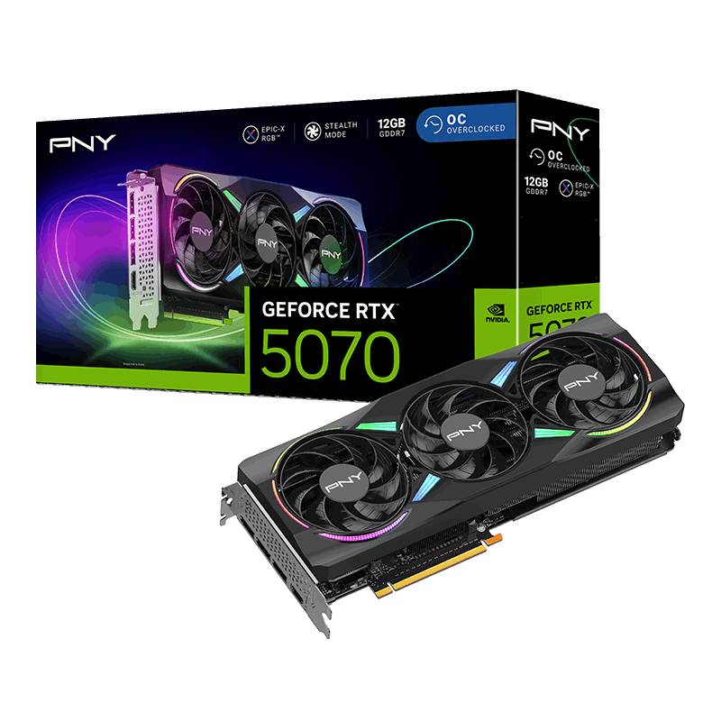 Carte Graphique PNY GeForce RTX 5070 12Go RGB OC Triple Fan 