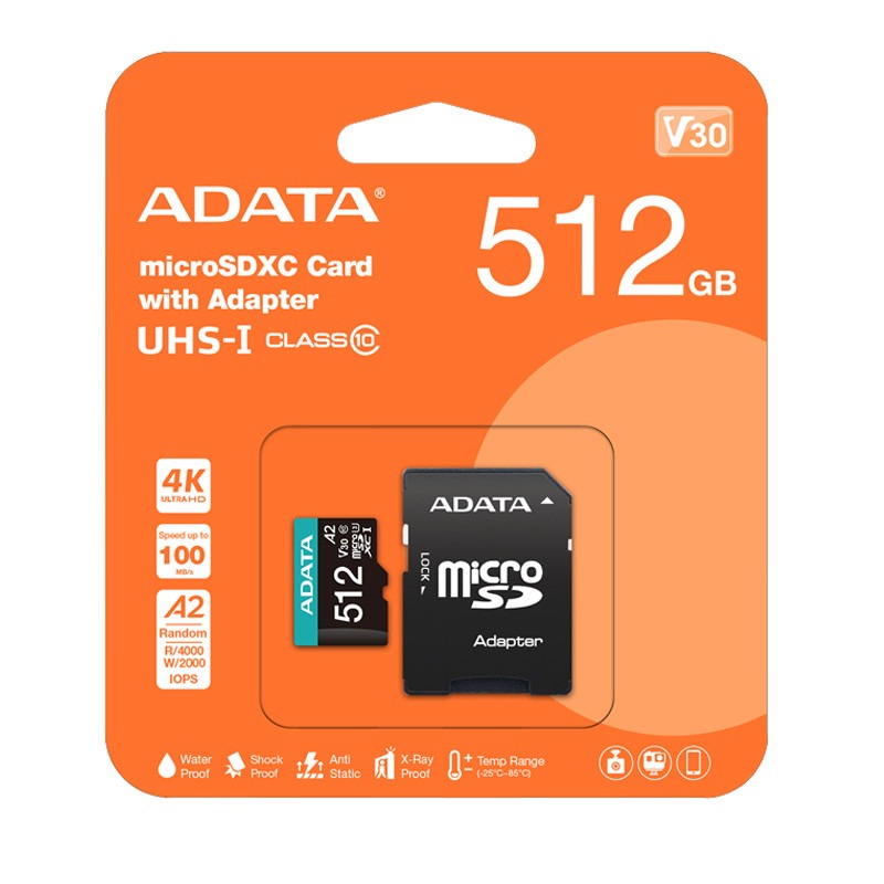 Carte Mémoire ADATA 512 GB Micro SDXC Class 10 avec Adaptateur - Image 3