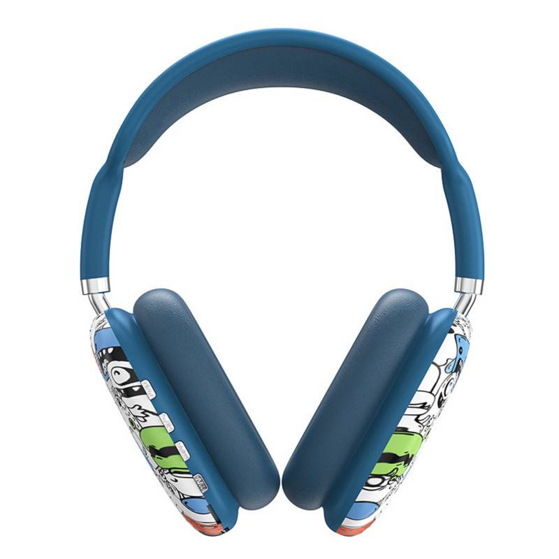 Casque Sans Fil P9 Plus - Bleu (P9-GRAFFITI-BL) - Image 2