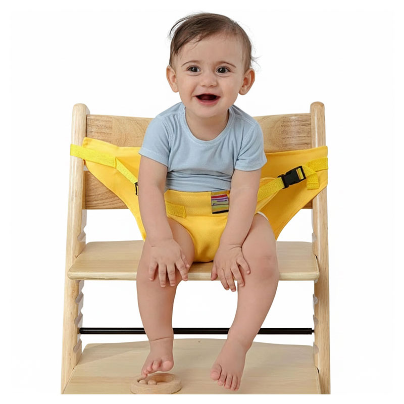 Ceinture de Chaise Haute de Voyage Portable et Sécurisée - Jaune