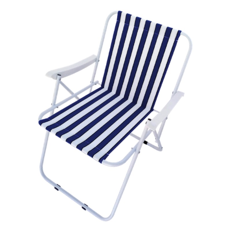 Chaise Pliable ROYAL HOME Avec Accoudoir - Blanc & Bleu