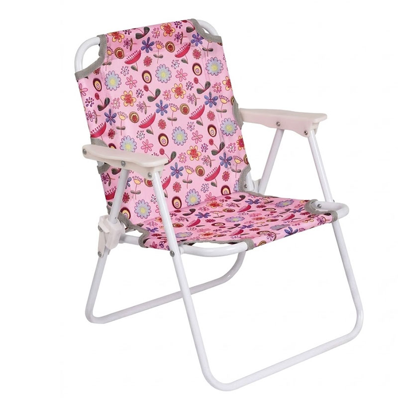 Chaise de Plage Pliante avec Accoudoirs - Rose