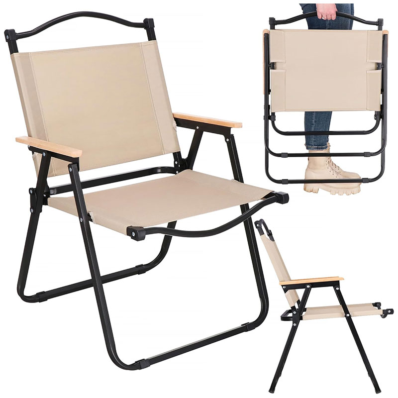 Chaise de Plage Pliante étanche avec Accoudoirs Métal - Beige