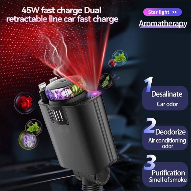 Chargeur Allume-Cigare 5-en-1 Multi-Fonction - Dark Grey - Image 3