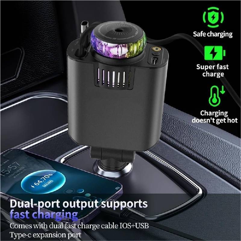 Chargeur Allume-Cigare 5-en-1 Multi-Fonction - Dark Grey - Image 4