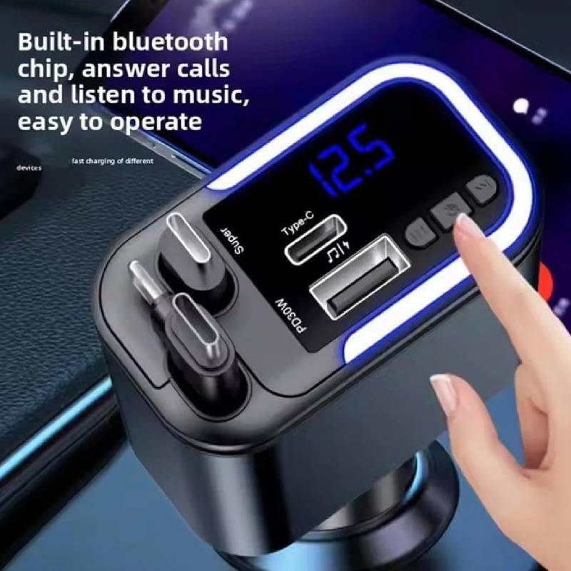Chargeur Allume Cigare 5en1 180W avec Bluetooth & Écran LED - Image 4