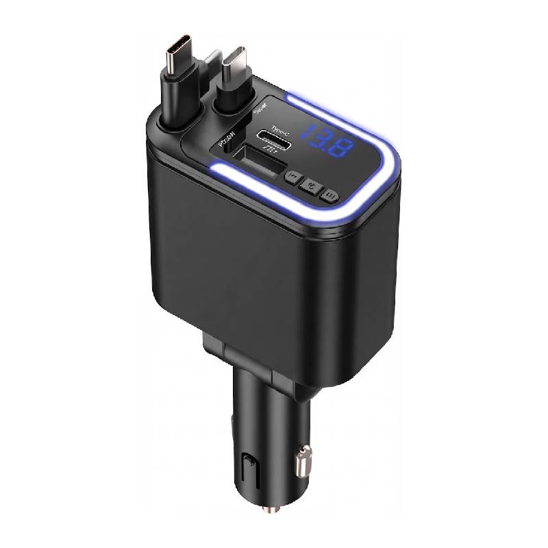 Chargeur Allume Cigare 5en1 180W avec Bluetooth & Écran LED