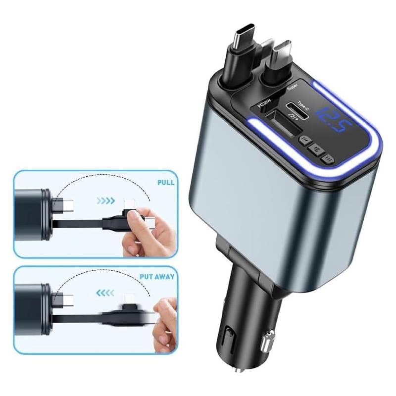 Chargeur Allume Cigare 5en1 180W avec Bluetooth & Écran LED - Image 2