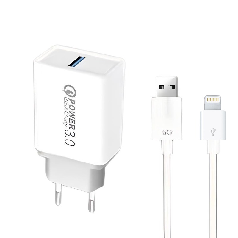 Chargeur B01 USB-A Vers Lightning 18W - Blanc