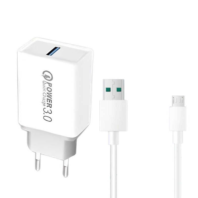 Chargeur B01 USB-A Vers Micro 18W - Blanc