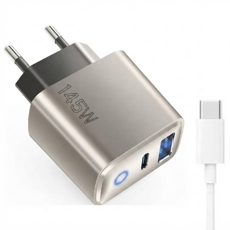 Chargeur EK-017 145W avec 2 ports USB-A & Type-C - Silver