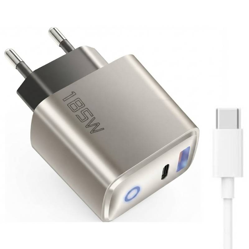 Chargeur EK-018 185W Double Port USB-A/Type-C - Silver