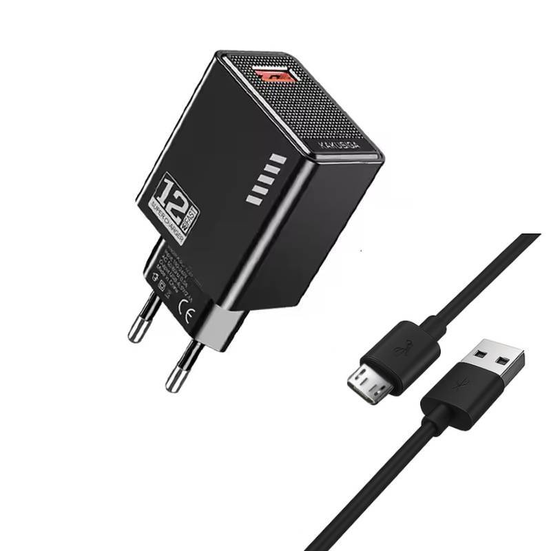 Chargeur KAKUSIGA Fast avec Cable USB-A vers Micro 1M - Noir