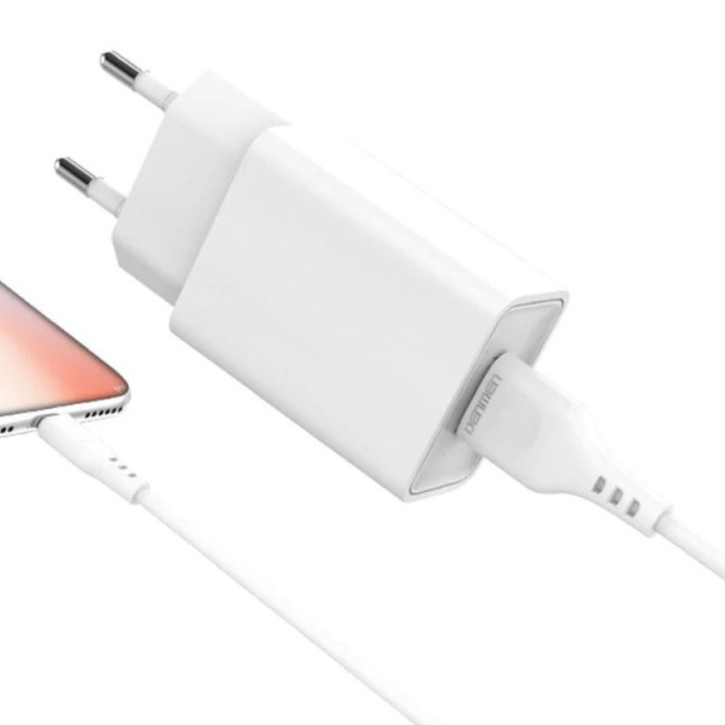 Chargeur Smartphone DENMEN Avec Cable Type-C DC01T 2.4A - Blanc - Image 2