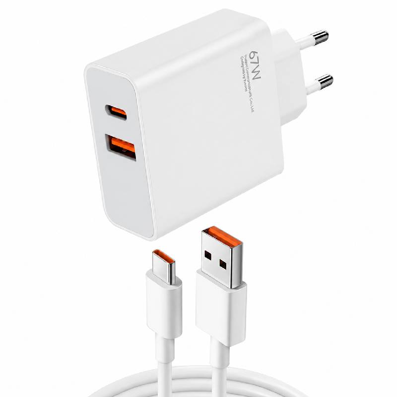Chargeur Smartphone EK-011 67W avec Câble Type-C - Blanc
