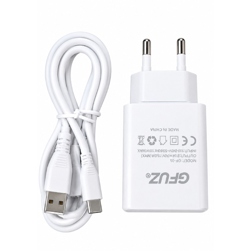 Chargeur Smartphone GFUZ GA-07T 2.4 A USB-A avec Câble Type-C