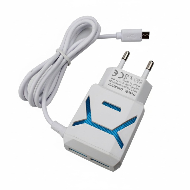 Chargeur V8 3.1A 3 Ports De Charge - Bleu