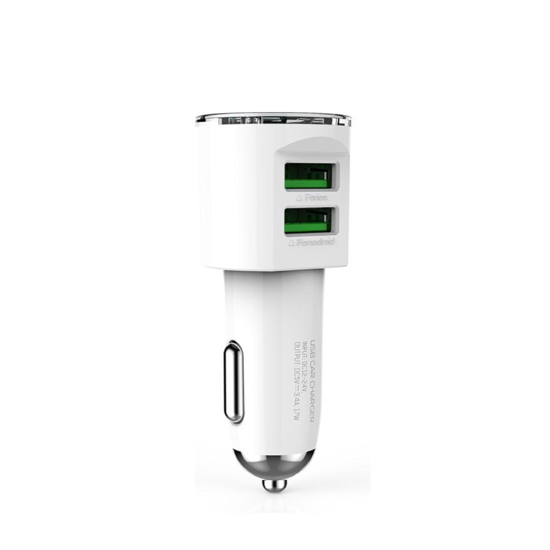 Chargeur Voiture Avec 2 Ports USB et Cable Lightning - Blanc - Image 2