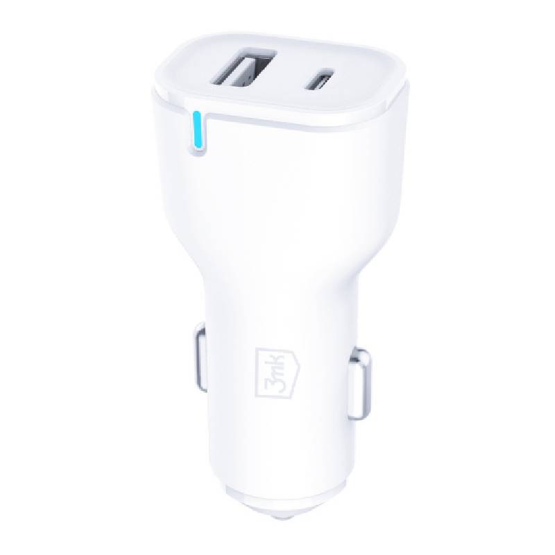 Chargeur Voiture 3MK PD 20W 2 Ports USB-C + USB-A - Blanc