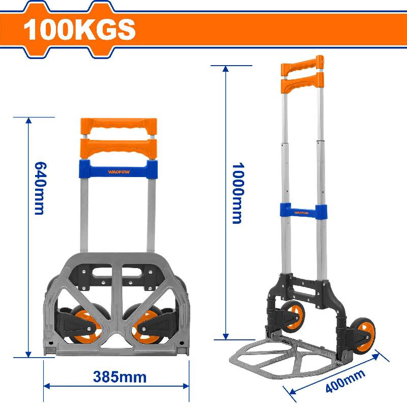 Chariot Diable Pliable WADFOW WWB8A10 100 Kg avec Roues de 125 mm - Image 2