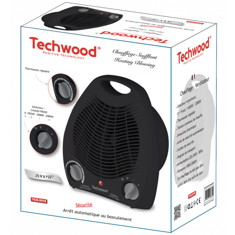 Chauffage Soufflant TECHWOOD TCG-2016 2000W - Noir - Image 2