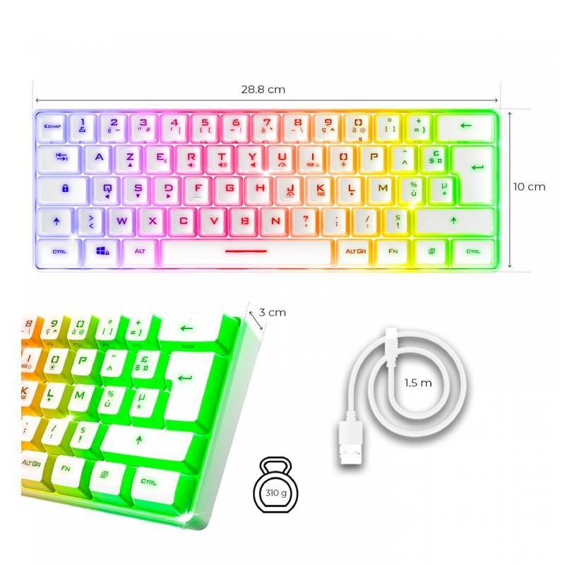 Clavier Filaire Gamer SPIRIT OF GAMER PRO-K2 RGB - Blanc - Image 2