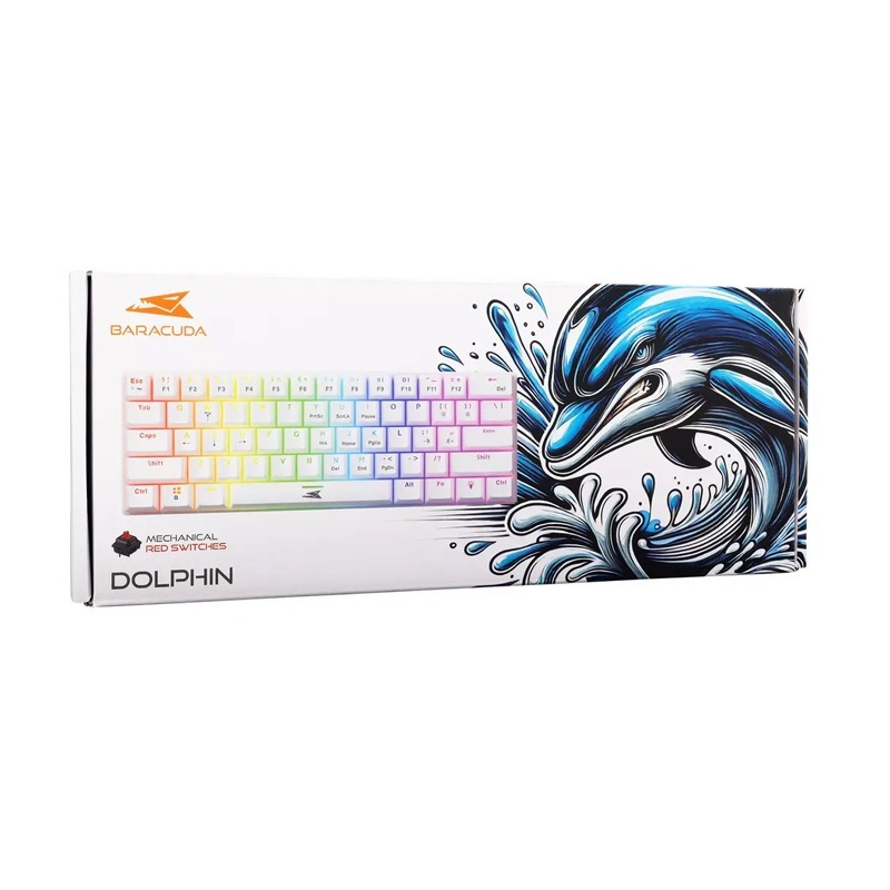 Clavier Gamer Filaire BARACUDA Mecanique Dolphin Red Switch - Blanc - Image 4