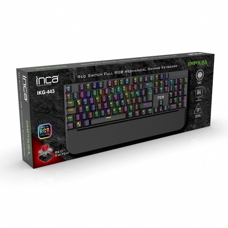 Clavier Gamer Filaire INCA IKG-443 Mécanique Interrupteur rouge RGB - Noir - Image 12