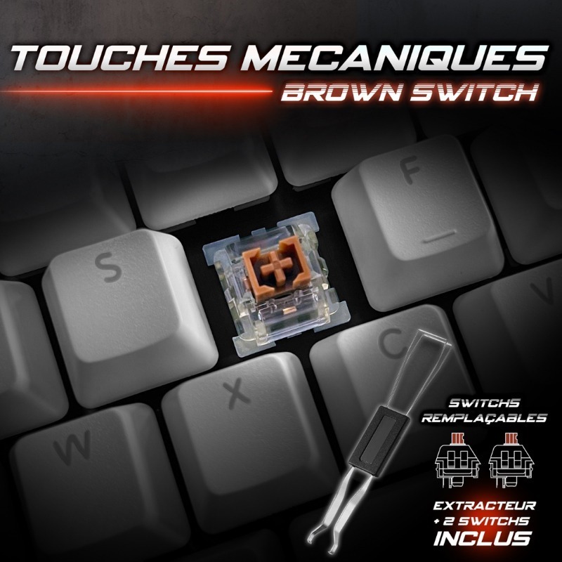 Clavier Gamer Filaire SPIRIT OF GAMER XPERT K350 RGB Switch Marron - Gris - Image 6